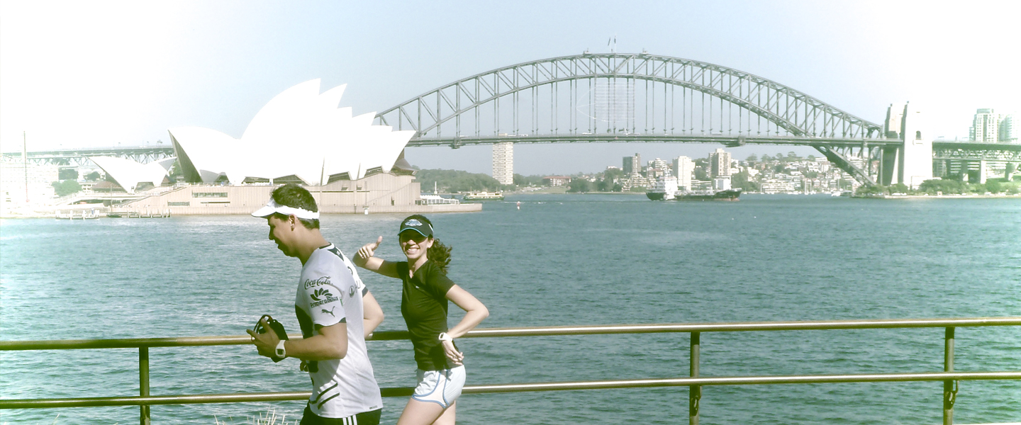 Runners with Sydney Backdrop